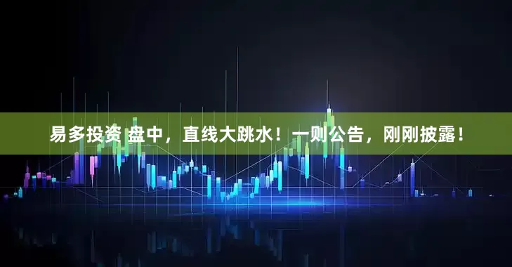 易多投资 盘中，直线大跳水！一则公告，刚刚披露！