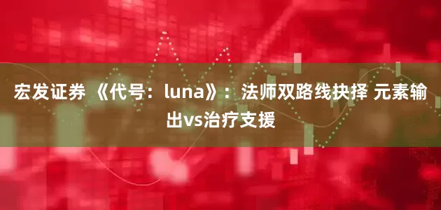 宏发证券 《代号：luna》：法师双路线抉择 元素输出vs治疗支援